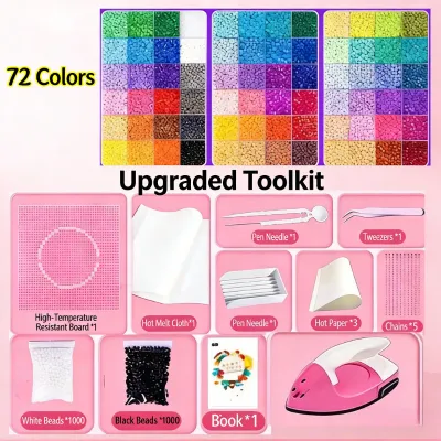 Oldlaiben DIY Perler Beads Fuse Beads Kit Toy Children Puzzle 3D Craft 12000 PCS with Toolkit Kids Handmade Gift