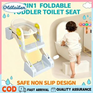 Oldlaiben Baby Toilet Foldable Toilet Seat with Adjustable Ladder Potty Trainer for Toddler Child Potty Chair Toilet