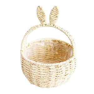 ตะกร้าสานมือสวยหรูมีหูกระต่ายแบบถือเหมาะสำหรับงานแต่งงานและกล่องเก็บที่บ้าน
