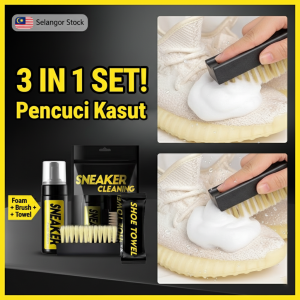 🇲🇾Ready Stock 3 In 1 Sneaker Cleaner Set Pencuci Kasut Putih Sukan White Shoe Foam Cleaning Kit Stain Removal Brush