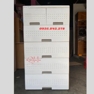 Tủ nhựa Duy Tân Tabi Diamond-L 5 tầng 6 ngăn màu trắng xinh