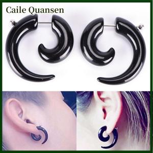 Caile Gothic Women Men Punk Black Acrylic Snail Stud Earrings Ear Jewelry