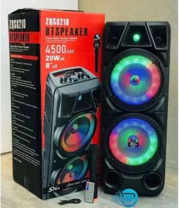 ZQS 8210 New Karaoke Boombox Bluetooth Speaker with Dual 8-Inch Drivers RGB Lights and Microphone