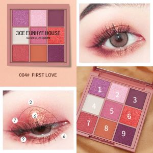 （Free Beauty Tools）3CE EUNHYE HOUSE 9-Colors Eyeshadow Palette Matte Glitter Pearly Lasting  Eyeshadow Palette