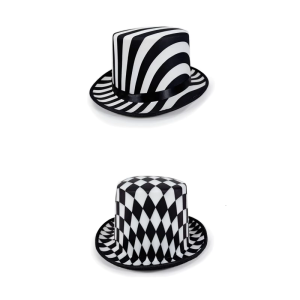 Vintage Black White Checkered Magicians Top Hat Classical Stage Performances Costume Accessory