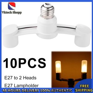 Vktech 10Pcs E27 Light Socket Splitter Adapter for Basement Warehouse Lighting Multiple Bulb Connection Easy Setup