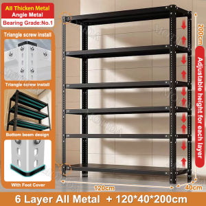 【Oversized 120*40*200】 Steel Rack Shelves 4/5/6-Layer Metal Rack Organizer Shelf Boltless Rack Multi-purpose Storage Rack Bookcases & Shelving