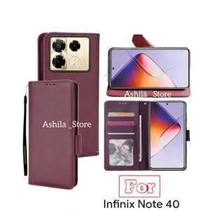 INFINIX NOTE 40 Case Dompet Flip Cover Leather Premium Sarung Buku HP Bisa Standing
