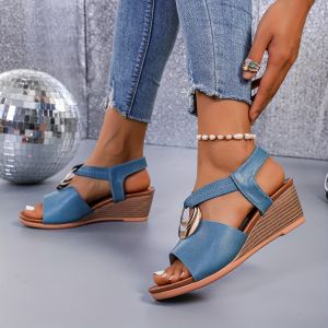 [Free Shipping] Stylish And Versatile Plus-Size Roman Sandals Comfortable Wedge-Heeled Thick-Soled Casual And Open-Toe WomenS Sandals