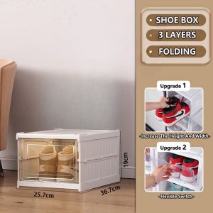 Free installation of shoe box Integrated folding shoe cabinet Transparent shoe storage box Folding shoe box