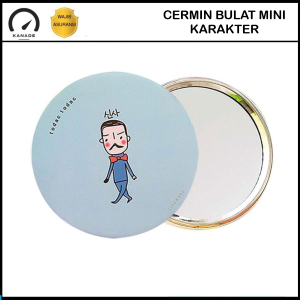 Cermin Bulat Kaca Cermin Make Up Mini Kaca Travelling Portable Motif Karakter