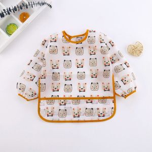 GUDY Feeding Portable Eating Long Sleeve Craft Cartoon Baking Tool Baby DIY Paint Kids Bib Art Accessory Smock Painting Apron