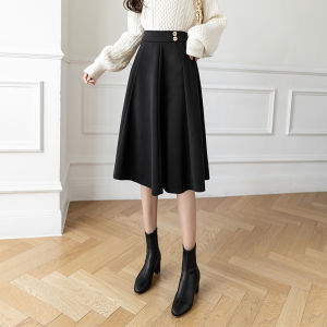 AMMIN กระโปรงซิปเอวสูงยาวปานกลางสำหรับผู้หญิงกระโปรงยาวปานกลางทรงเอสง่างามสีทึบเรียบง่ายสำหรับฤดูใบไม้ผลิ/ฤดูร้อน2024