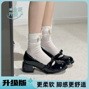 Free Shipping WomenS High-Heeled Shoes 2026 Spring Collection New Black Patent Leather Round-Toe Pumps Shallow Mouth Medium-Thick Heel