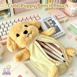 Cartoon Siamese Big-Eyed Cat Pencil Case Large Capacity Soft Plush Stationery Bag School Supplies