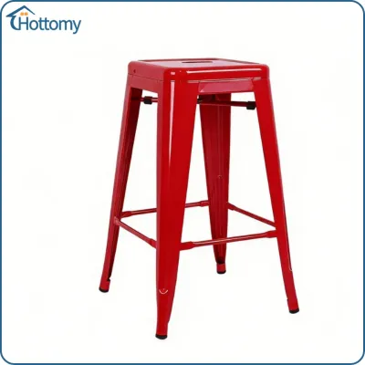 Industrial Bar Stool Stackable Metal Counter Stool Sturdy Seating Furniture for Kitchen Cafe Patio