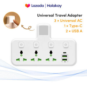 SG MY UK Plug Universal Travel Adapter Power Strip AC Outlet Separate Control With USB Type C LED Worldwide Socket Wall Charger