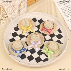[COD] Springhooe 2Pcs Miniature Straw Hat Mini Doll Straw Hats With Bow Hat Doll House Ornament Hand Weaved Dollhouse Accessories