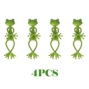 KEBETEME 4Pcs Frog Shaped Reusable Cable Wire Tie Cute Decorative Twist Bendable Garden Plant Support Adjustable Flexible Clip for Stem