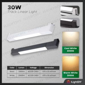 <PLUG & PLAY> 10W/20W/30W 240V TRACK LINEAR LIGHT/TRACK GRILL LIGHT BLACK/WHITE LED TRACK LIGHT