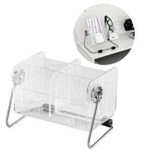 กล่องจัดระเบียบโต๊ะอะคริลิคใสอเนกประสงค์สำหรับที่ใส่เครื่องเขียนจัดเก็บเครื่องสำอางและรีโมทคอนโทรลพร้อมฐานที่มั่นคง