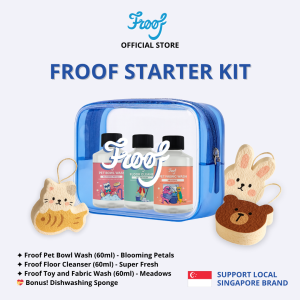 FROOF Pet Home Starter Kit Gift Set - Pet Bowl Wash + Floor Cleanser + Toy & Fabric Wash (60ml)