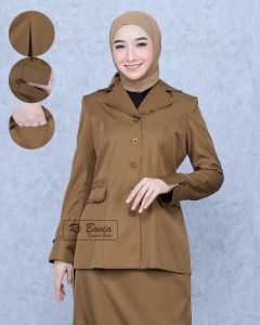 Blezer pdh kheki tua wanita  seragam asn pns kheki tua  baju dinas pdh  wanita   baju pns kheki tua