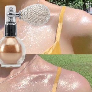 Fashion Highlighter Powder Spray High Gloss Glitter Powder Spray Shimmer Sparkle Powder Night club party glitter spray for Body Hair Clothes Dating Shiny Spray