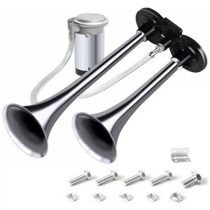 SQMETR 150dB Còi hơi hai ống Ống đôi 12/24V Còi hơi lớn Âm cao Siêu cao Còi hơi ô tô Dành cho ô tô xe tải tàu thuyền xe nhà di động.