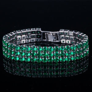 SEQUITO Classy Women Jewelry Paved Setting Round Shinning AAA Cubic Zircon White Gold Plated Precious Banquet Party Wide Pendant Bracelet Bangle B198