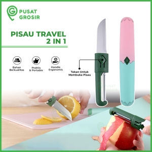 Pisau Travel 2 in 1 peeler pengupas buah pemotong serbaguna piso kupas 2in1