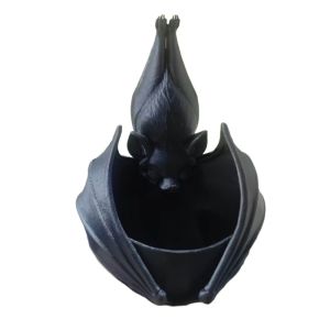 ANSINE Gothic Style Bat Hanging Planter Plastic Creative Bat Shaped Flower Pot Unique Black Bat Wing Flowerpot Halloween