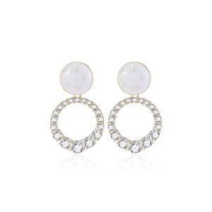 EMS fashion hypoallergenic Korean Elegant Diamond Pearl Earrings Fashion Simple Earrings