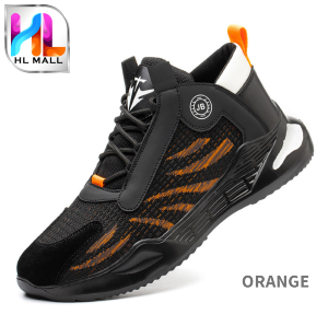 HL MALL SAFETY SHOES Lightweight Comfortable Non Slip Breathable Work Shoes - 780 (BLACK/RED/ORANGE) / G1901 (BLACK)