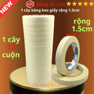 Băng keo giấy rộng 1.5cm dài 50 mét màu trắng 1 cây 17 cuộn giá tại xưởng