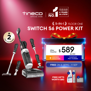 【6-IN-1】Tineco Floor One Switch S7 Steam Spot Kit Smart Multi-Function Wet Dry Floor Washer Vacuum Cleaner | 200°C HyperSteam | 25kPa Suction