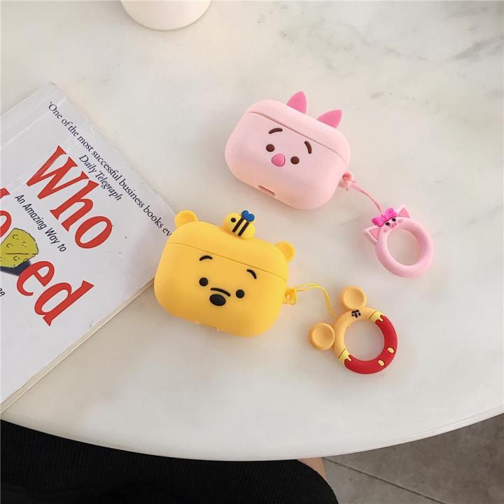 3D Cute Cartoon Bear Pink Pig Earphone Case Headset Cover for