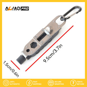 Aumopro Tua vít bỏ túi 6 trong 1 có đèn LED đa công cụ tua vít đầu lục giác tuốc nơ vít Phillips mang bit dụng cụ treo móc khóa tuốc nơ vít dẹt và nutdriver dụng cụ cầm tay tua vít ma thuật nhỏ gọn di động