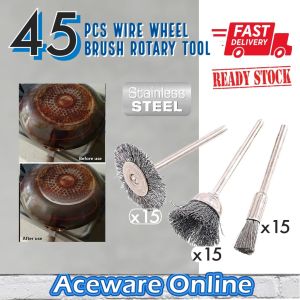 45PCS Stainless Steel Wire Wheel Brush Set Rust Remover Paint Remover Rotary Grinder Tool Polishing Tool Accessories