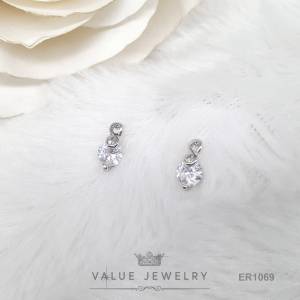 ต่างหูแป้น คริสตัลกลม6มิล ประดับลายอินฟินิตี้ Infinity นําโชค ขนาดเล็ก ต่างหู ตุ้มหู เครื่องประดับ ER1069 ValueJewelry