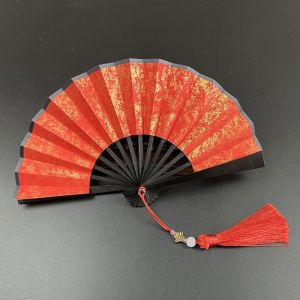 TSEVD Mini Folding Fan 4 Inch Gilded Rice Paper Paper Fans Ancient Style Portable Hanfu Fan Held Dance Fans
