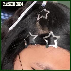 RAZIE BIN กิ๊บติดผมรูปดาว10ชิ้นกิ๊บหนีบผมกันลื่นอุปกรณ์เสริมผมดาวห้าแฉกสำหรับสาวๆผู้หญิง Y2K คลิปผมโลหะ