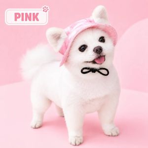 Dog Cat Sunscreen Hat Adjustable Buckle Earless Design with NonSlip Straps Cotton Tie Dye Pet Supply