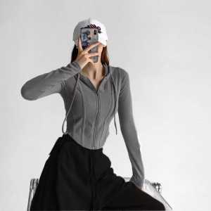 Crop Top Jaket Haerin Knit Premium Jacket Croope Wanita Long Sleeve