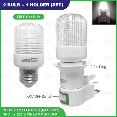 LED USB Night Light Sensor Bulb Bedroom Table Lamp E27 Plug Holder Sleep Lamp Lampu Bilik Tidur Motion Suluh COB 小夜灯 Ediyonline Ediy