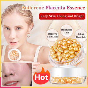 202530PCS Fullerene Placenta Capsule Face Serum Hyaluronic Acid Anti-Wrinkle Day Night Facial Essence Moisturizing Anti-aging Whitening Firming SkinKK