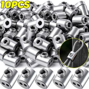 NADIFTD 10pcs Iron Steel Wire Rope Clamp Polished Surface Adjustable Screws Double Hole Clamp Flexible Construction Compact Lightweight Snap Outdoor Use