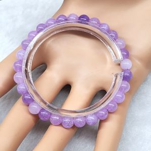 6285#Kunzite 紫鲤辉（平衡 Balance）天然紫鲤辉水晶手链 Natural Kunzite Crystal Bracelet 漂亮浅紫色水晶手串 Beautiful Light Purple Crystal Bracelet
