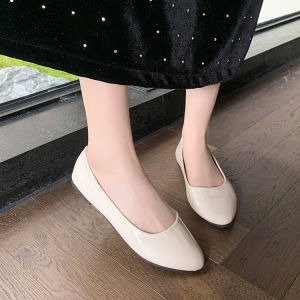[Free Shipping] Flat-Soled Soft-Bottomed Soft-Faced WomenS Shoes New Chinese Style With Hidden Heel Soft Leather Versatile Shallow-Toe Leather Shoes Round Toe