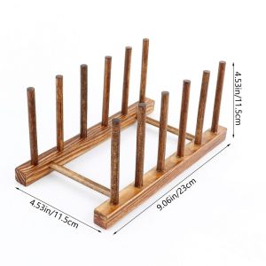 NCNC(OKDEALS01) Wooden 1Pcs Drying Durable Kitchen Organizer Book Display Stand Pot Lid Holder Dish Drain Rack Cups Shelf
